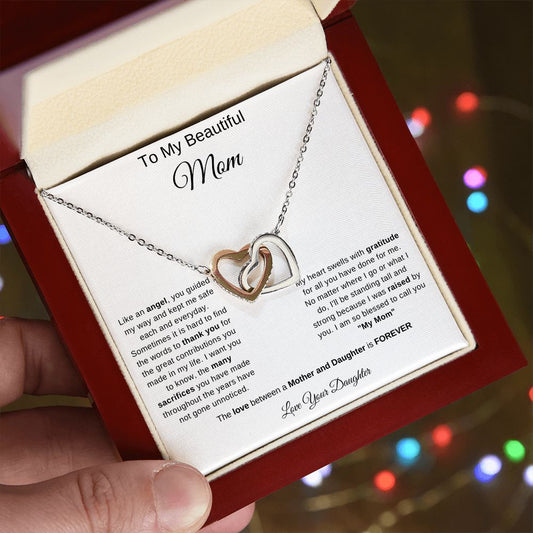 To My Beautiful Mom | Forever | Interlocking Heart Necklace